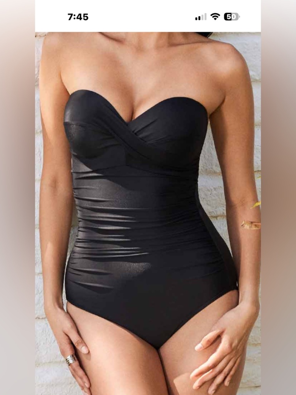 Miraclesuit sz 8 Madrid rock solid Black Bandeau One-Piece Swimsuit bathing suit